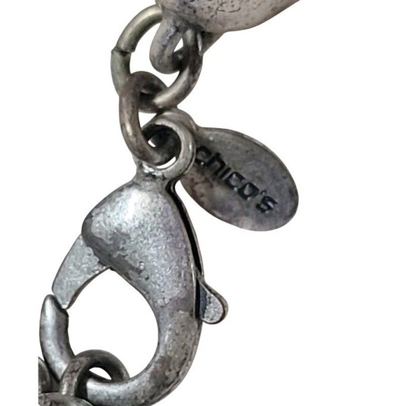 Chicos Multi-Strands Collar Necklace Silver Tone Mixed Metal Crystals Beads 16" - Picture 4 of 4